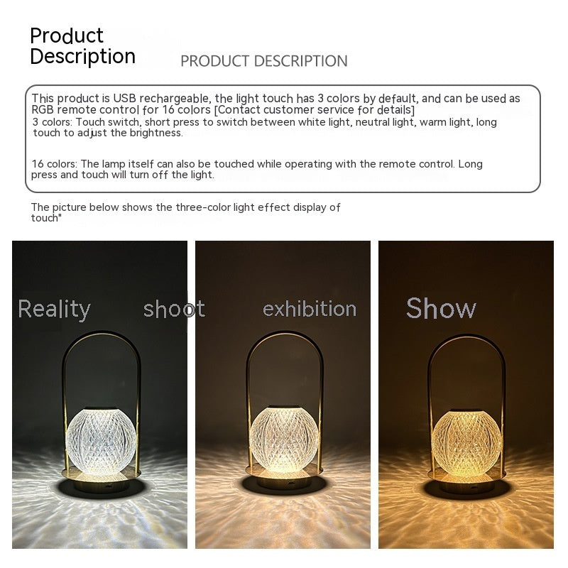 Metal Portable Ambience Bedside Lamp Home Decor