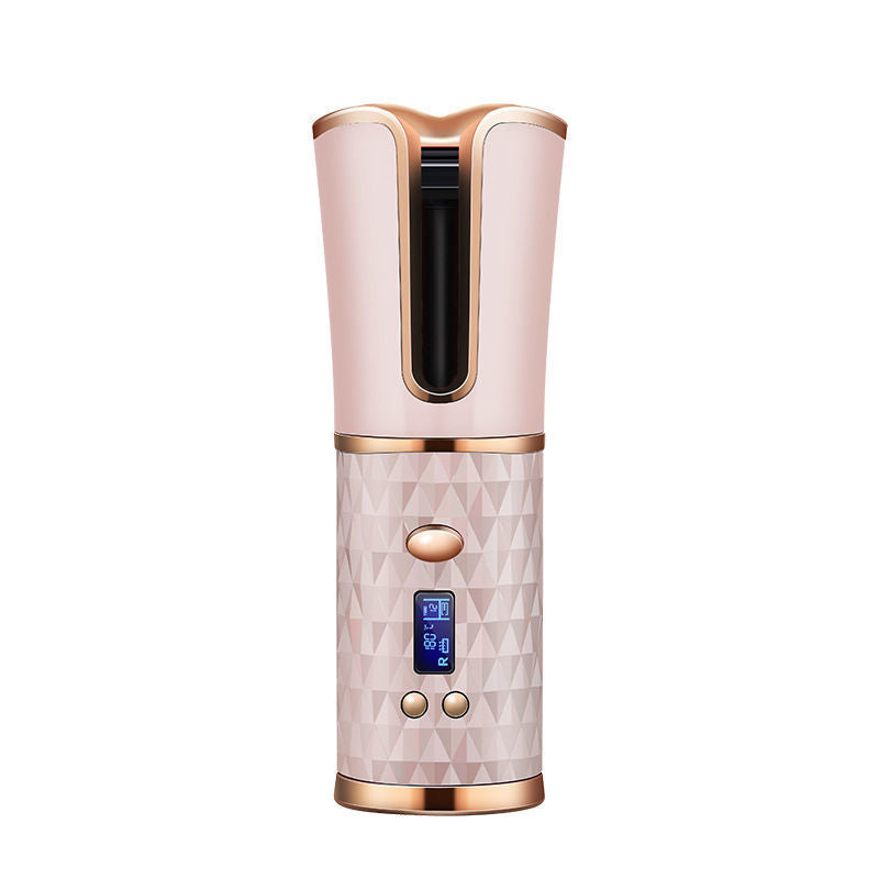 cordless automatic hair curler,  ceramic rotating curling wand,  auto curling iron with LCD,  portable hair curler with timer,  wireless curling wand,  professional curling tool for long-lasting curls,  cordless ceramic hair curler